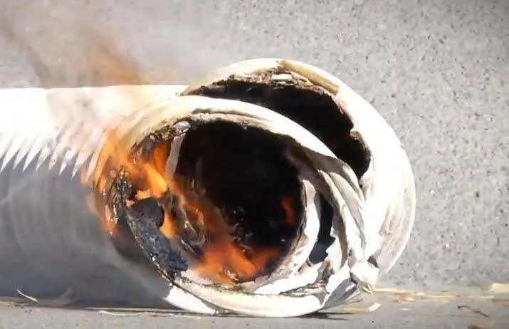 Burning plastic dryer venting